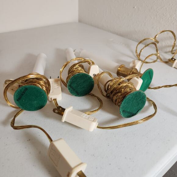 Vintage White and Brass Candle Window Lights 6 inches tall Working 48' Cord - Picture 5 of 9